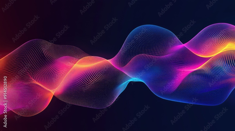 Poster Vector illustration of abstract wave gradient lines, offering a fluid and stylish design for modern backgrounds.