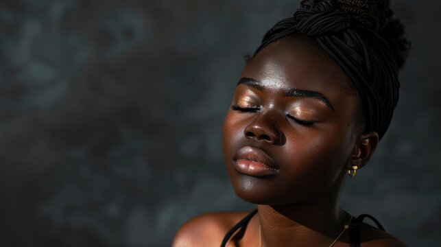 Bella ragazza di origini africane posa in uno studio fotografico vestita per allenamento in palestra