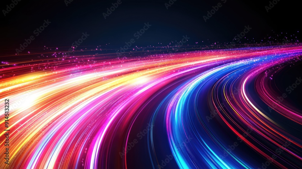 Aufkleber vibrant and dynamic vector design of colorful light trails with a long time exposure motion blur eff