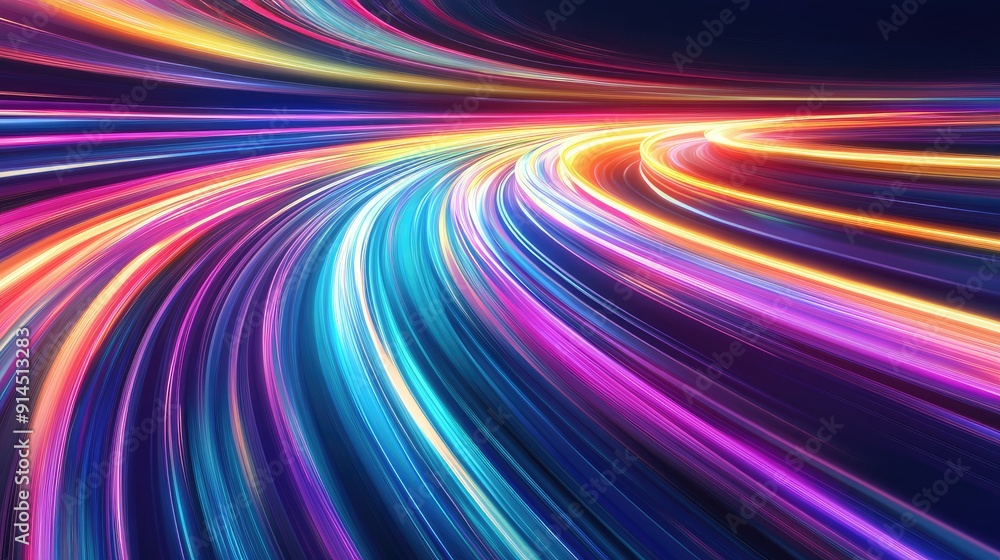 Aufkleber vibrant and dynamic vector design of colorful light trails with a long time exposure motion blur eff