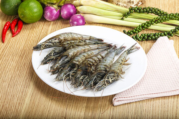 Fresh raw uncooked tiger prawn