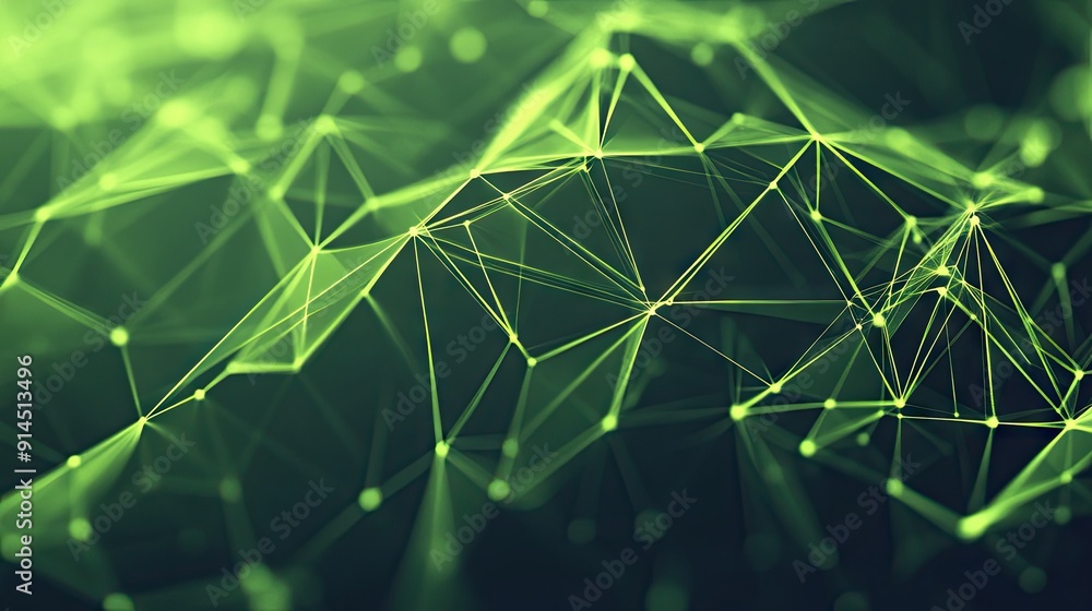 Aufkleber vibrant green abstract background with geometric triangular cells and polygons, creating a striking 
