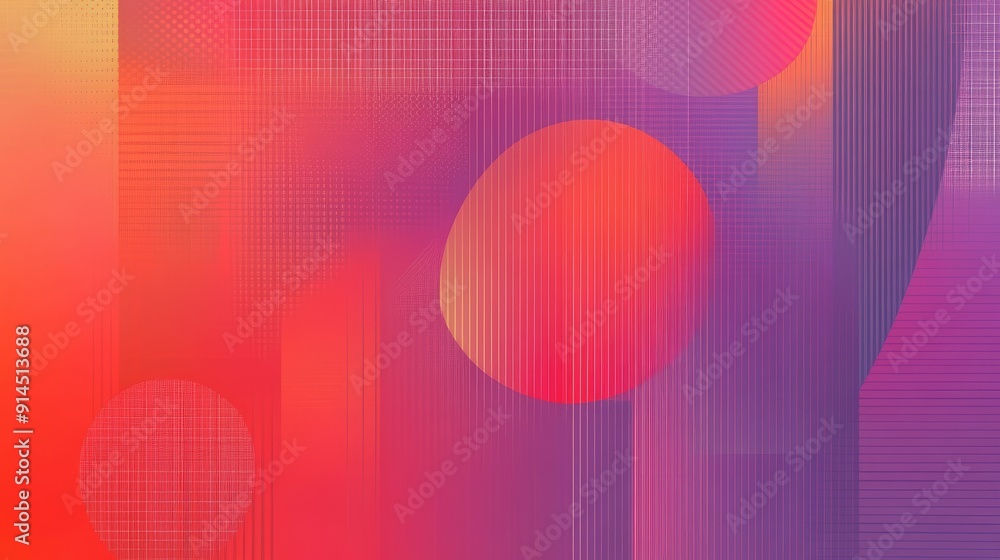 Poster vibrant red and purple gradient with geometric patterns, creating a striking abstract background.
