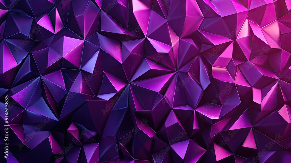 Poster vibrant violet geometric design featuring triangular cells and polygons, ideal for dynamic and conte