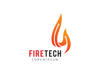 Fire tech logo symbol or icon template