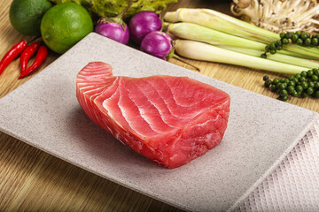 Raw fresh tuna steak for grill