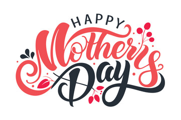 happy mother's day typography  on White Background 