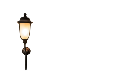 Lamp attached to the wall on transparent background