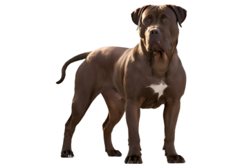 Strong and muscular Mastiff Dogue de Bordeaux png in a playful pose, a proud expression, capturing its dynamic nature