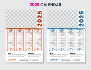 Unique wall calendar design template 2025 with 12 months included new year