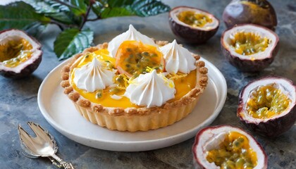 Tropical Passion Fruit Tart with Meringue Topping