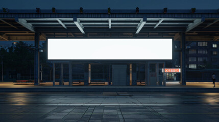 Billboard Mockup at Bus Stop, and Public Spaces. White clear and blank Mockup as Background