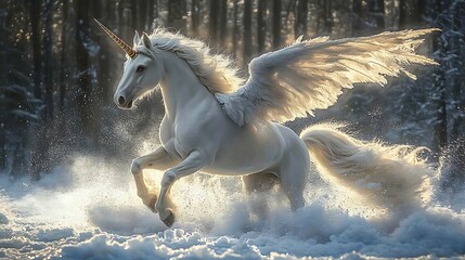 Fototapeta premium Portrait of white unicorn 