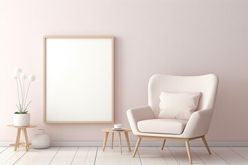 Mockup frame in light pastel interior