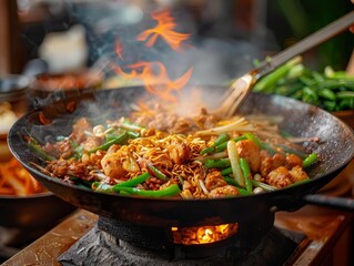 Closeup of a person cooking and smiling