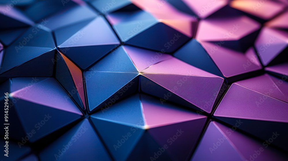 Poster futuristic metallic geometric 3d abstract background with dark gradient colors and triangular shapes