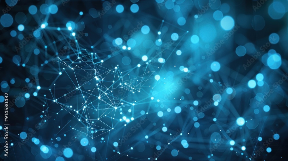 Poster abstract network design with blue bokeh