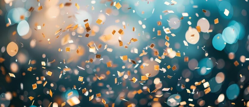 Closeup of confetti falling during a celebration