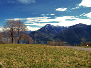Fototapeta premium Mountain panorama in the province of Como, Cremia.