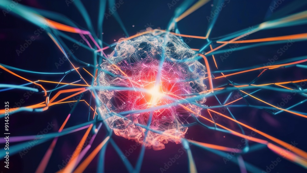 Poster abstract digital rendering of a neural network visualization showcasing it structures and social con