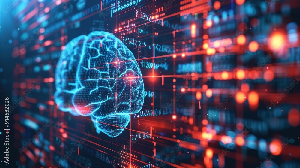 Poster digital brain: abstract representation of intelligence