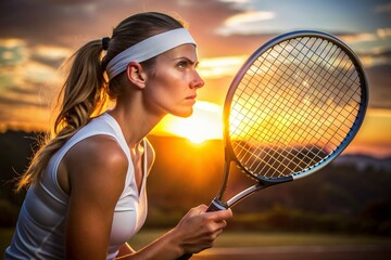 A woman is holding a tennis racket and wearing a white shirt