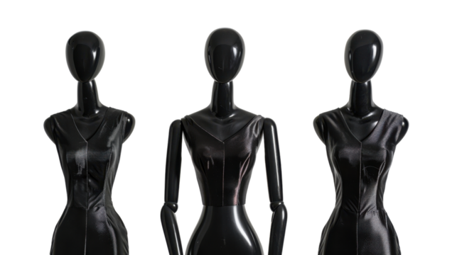 Mannequin female figures on transparent background