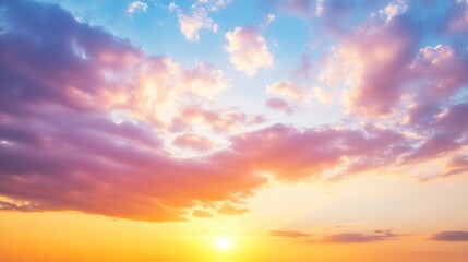 Fototapeta premium Soft pastel sky with colorful clouds at sunrise