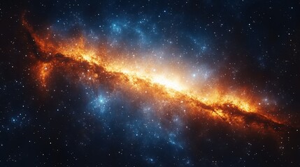Obraz premium A galaxy with a bright orange line in the middle