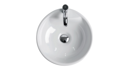 Bathroom interior with top view of sink on transparent background