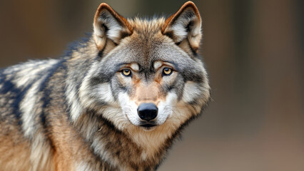 Fototapeta premium Professional Realistic Photo of a Wolf Looking Intently