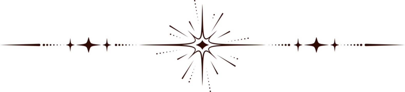 Magic border with celestial stars. Astrology fantasy decorative ornament. Divider with mystic spiritual symbols. Astral minimal design with elegant elements.