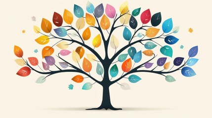 Colorful family tree template with blank cells on a light background. Concept Family Tree, Colorful Design, Blank Cells, Light Background
