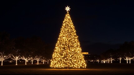 Giant Christmas tree illuminated with countless lights