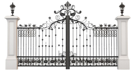 Automatic iron gate on transparent background