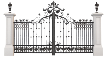 Automatic iron gate on transparent background