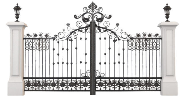 Automatic iron gate on transparent background