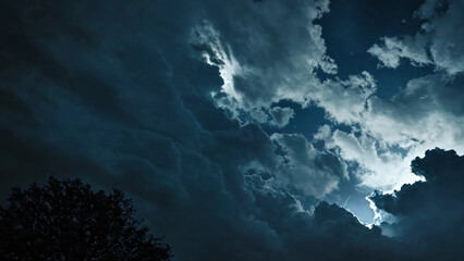 Naklejka premium Night stormy sky, widescreen 16:9, 300 dpi, with space for text
