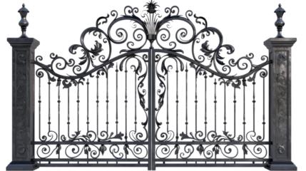 Automatic iron gate on transparent background