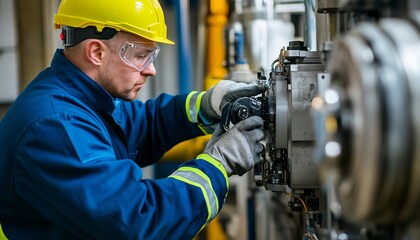 Engineer Ensuring Safety Measures at Factory Controls Engineering in factory