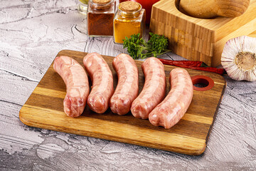 Raw meat sausages for grill