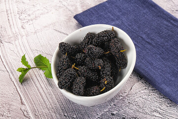Juicy sweet mulberry in the bowl