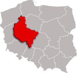 Obraz premium GREATER POLAND PROVINCE of POLAND 3d isometric map WITH ADMINISTRATIVE DIVISIONS