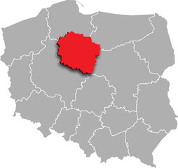 Obraz premium KUYAVIAN POMERANIAN PROVINCE of POLAND 3d isometric map WITH ADMINISTRATIVE DIVISIONS