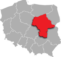 MASOVIAN PROVINCE of POLAND 3d isometric map WITH ADMINISTRATIVE DIVISIONS