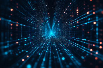 An abstract digital background featuring dynamic patterns and textures, seamlessly blending vibrant colors with geometric shapes