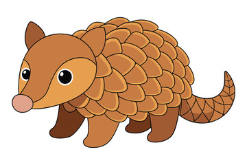 Cheerful Kawaii Pangolin Vector Illustration