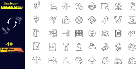 Operation management line icons. Editable stroke. For website marketing design, logo, app, template, ui, etc. Vector illustration.
