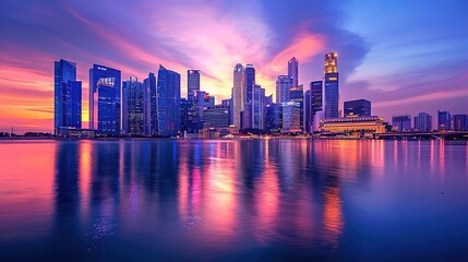 Fototapeta premium Singapore Skyline at Sunset