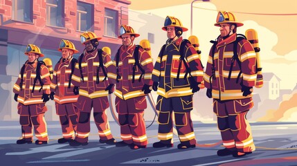 firefighter in the city working with uniform illustration 